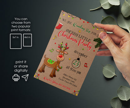Rudolph the Red-Nosed Reindeer customizable invitation template | Share or Print | GO970