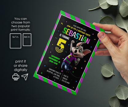 Chuck E. Cheese customizable invitation template | Share or Print | FT996