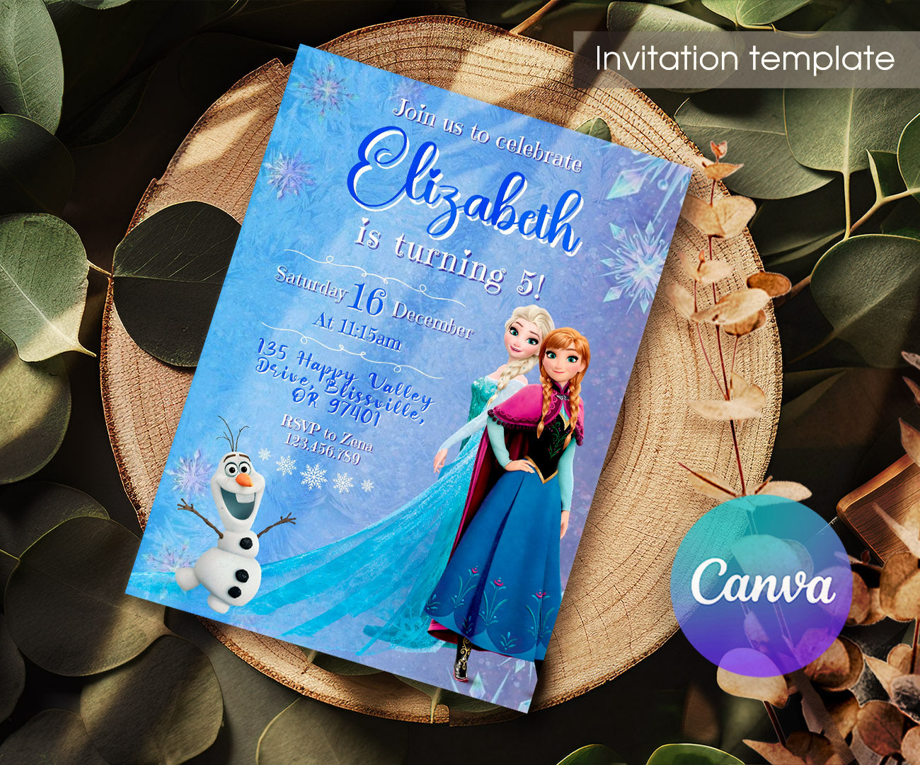 Frozen Elsa customizable invitation template | Share or Print | girl | TI824