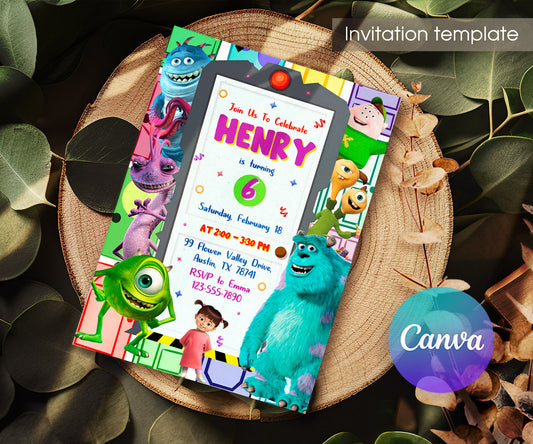 Monsters, Inc. customizable invitation template | Share or Print | IW715