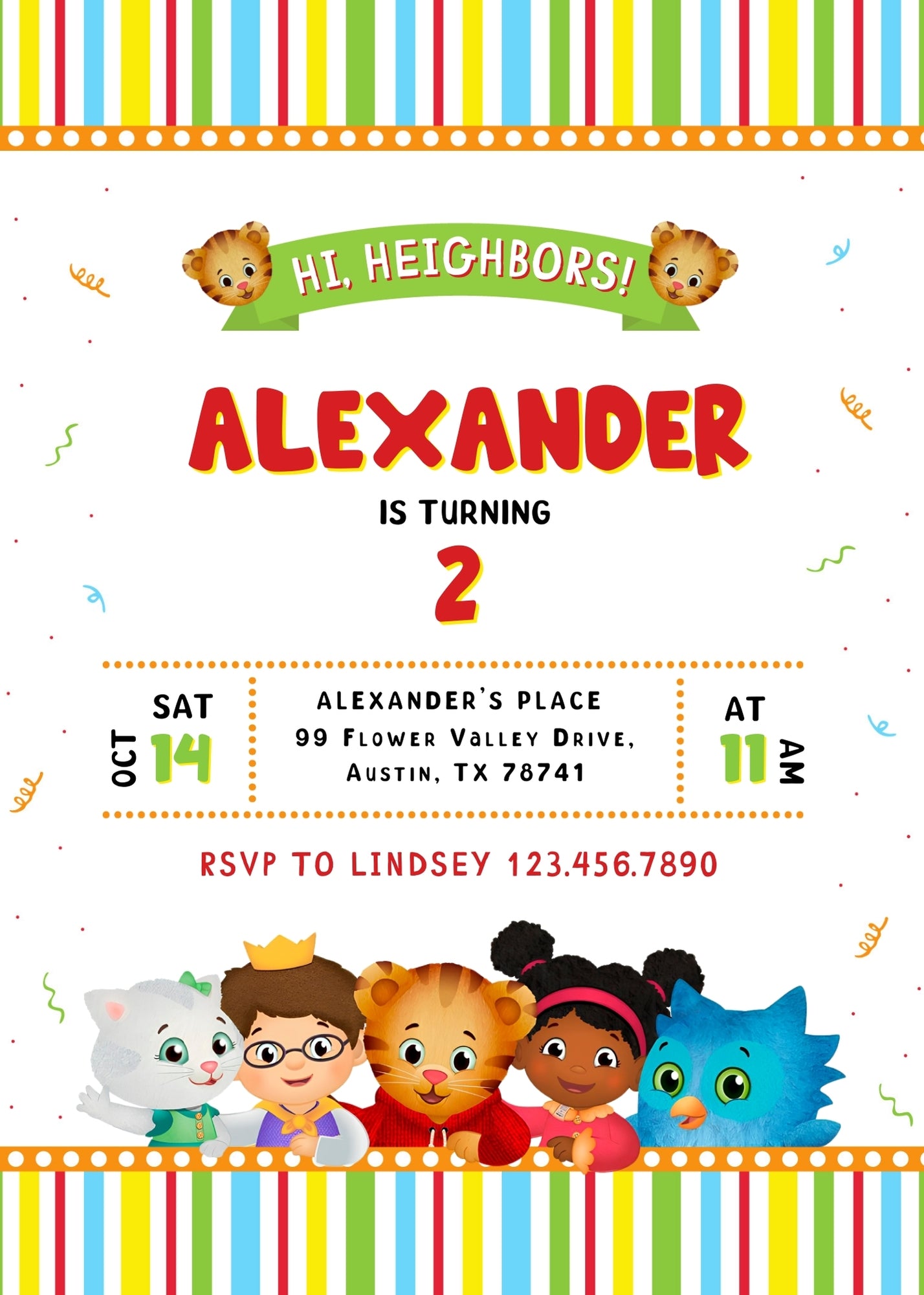 Daniel Tiger's Neighborhood customizable invitation template | Share or Print | LE426
