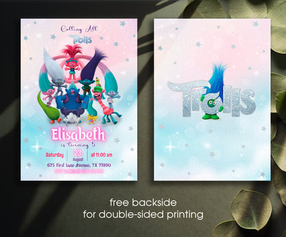 Trolls Poppy customizable invitation template | Share or Print | LV508