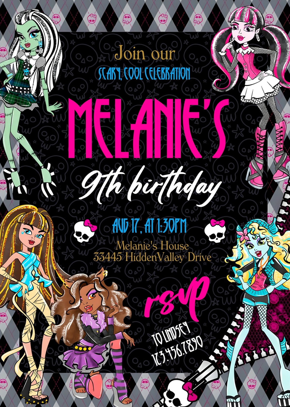 Monster High customizable invitation template | Share or Print | girl | LB746