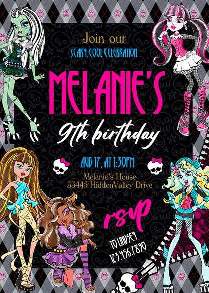 Monster High customizable invitation template | Share or Print | girl | LB746