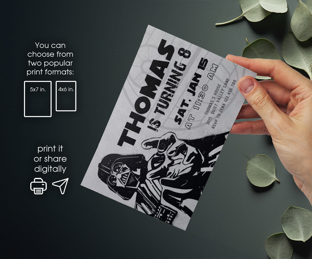 Star Wars Darth Vader customizable invitation template | Share or Print | boy | NH029