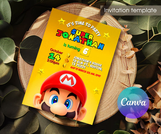 Super Mario Bros customizable invitation template | Share or Print | QV805