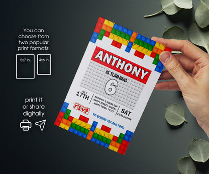 Lego customizable invitation template | Share or Print | CQ153