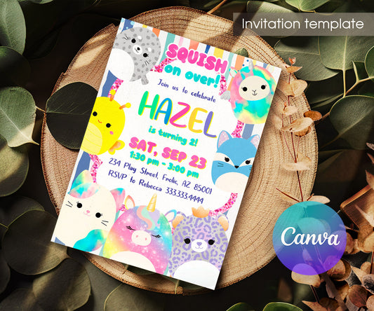 Squishmallows customizable invitation template | Share or Print | EP620