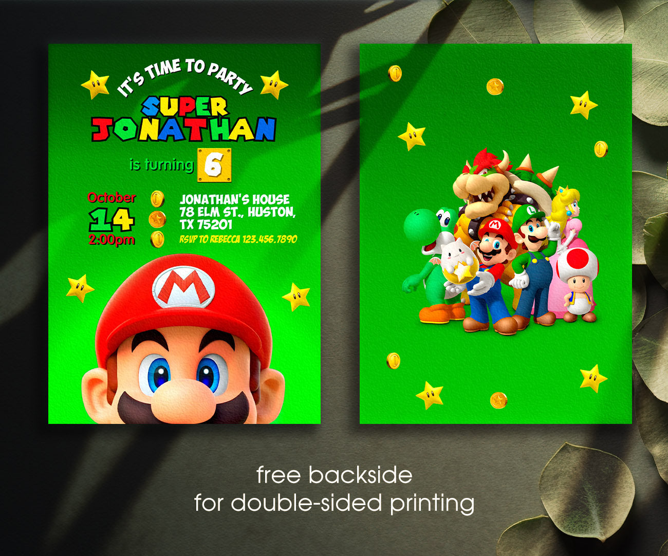 Super Mario Bros customizable invitation template | Share or Print | DL575