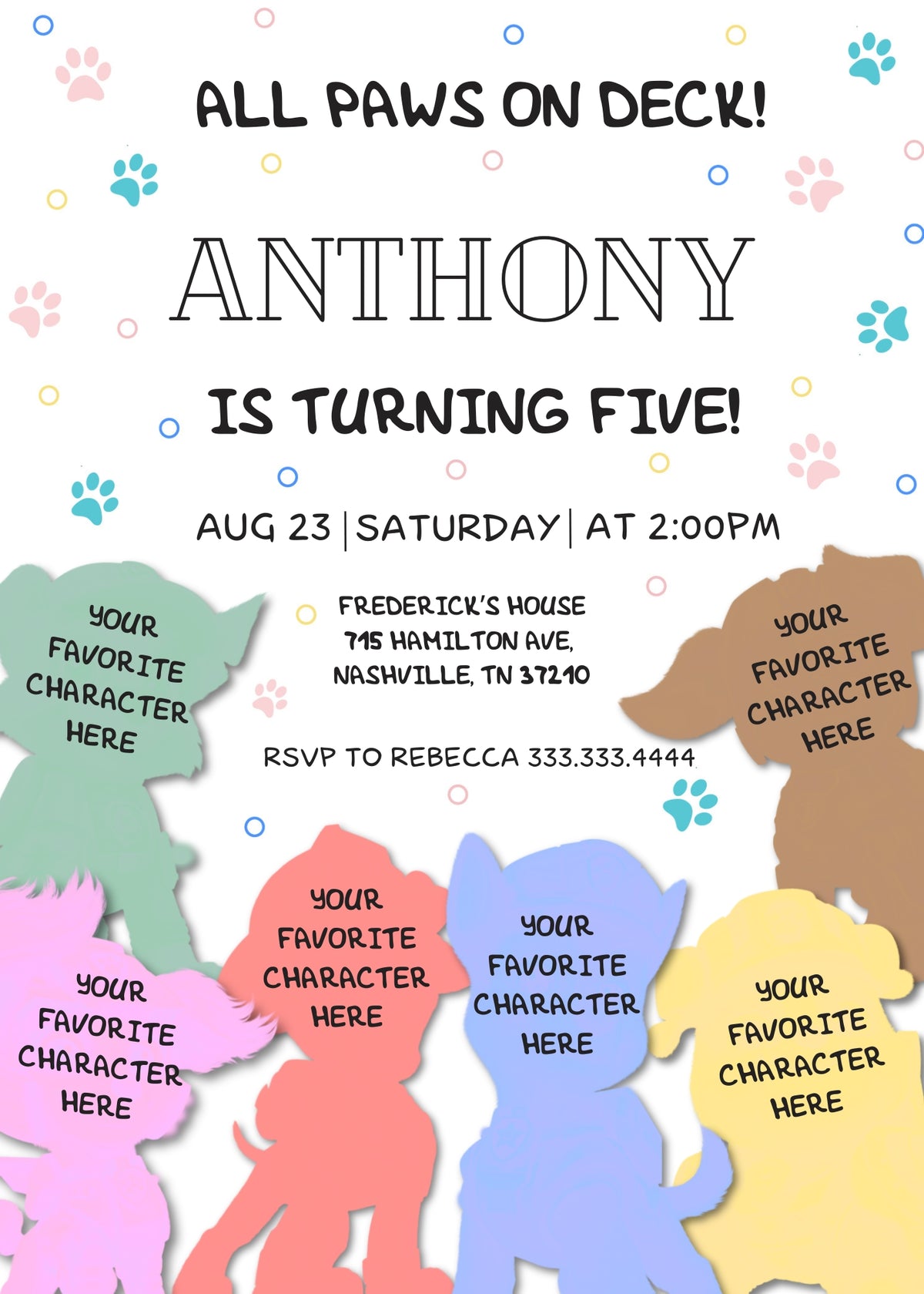 PAW Patrol customizable invitation template | Share or Print | AT759