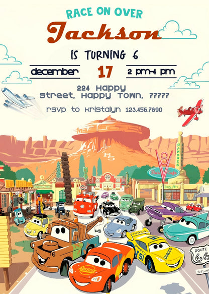Cars Lightning McQueen customizable invitation template | Share or Print | boy | KH493