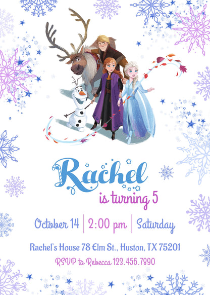 Frozen Elsa customizable invitation template | Share or Print | girl | MR558
