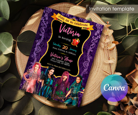 Descendants Disney customizable invitation template | Share or Print | SE569