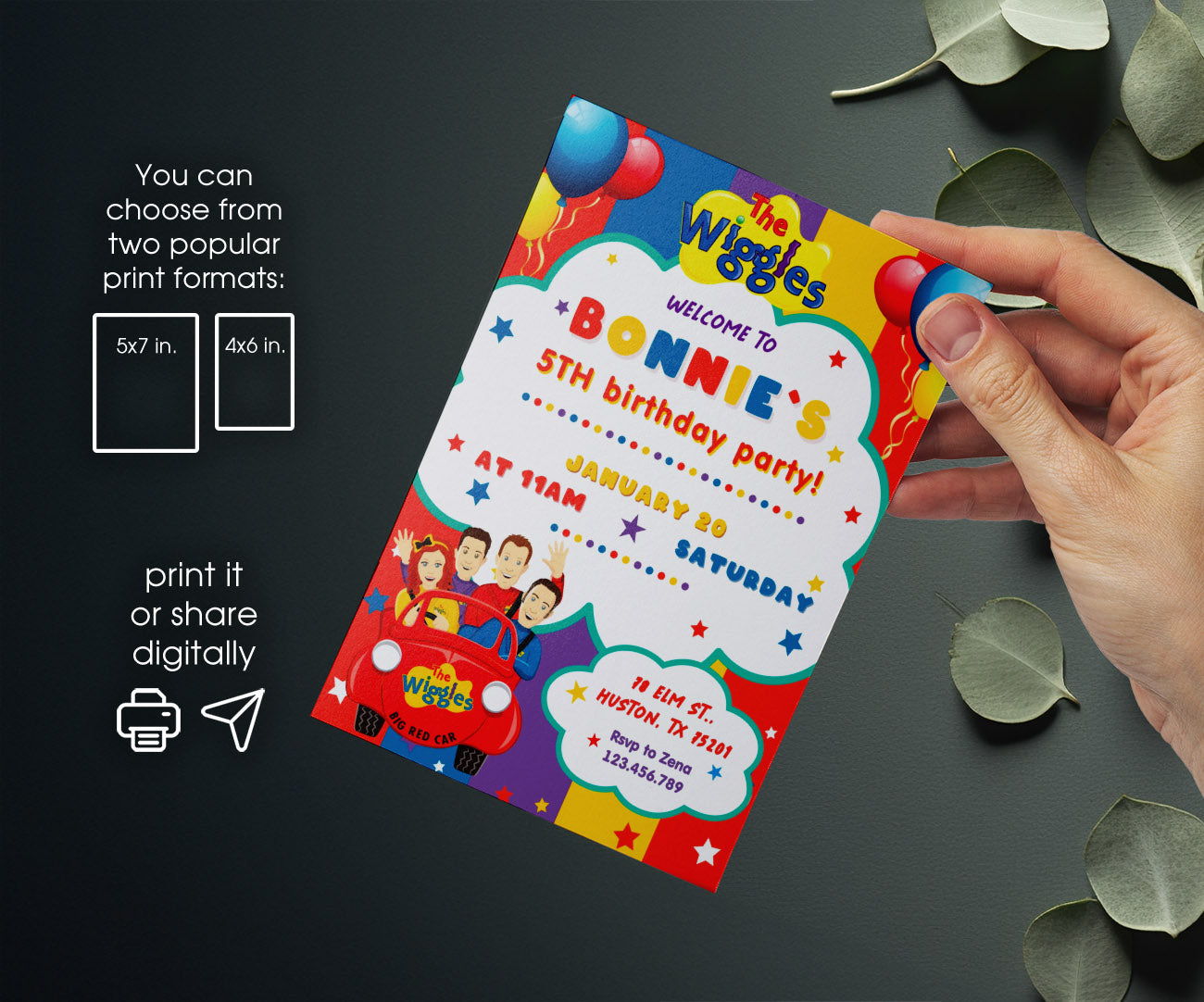 Wiggles One Finger One Thumb customizable invitation template | Share or Print | TO931
