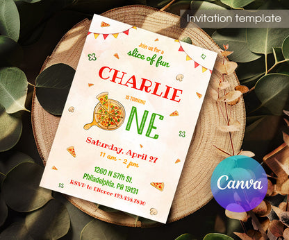 Pizza 1st Party customizable invitation template | Share or Print | JN790