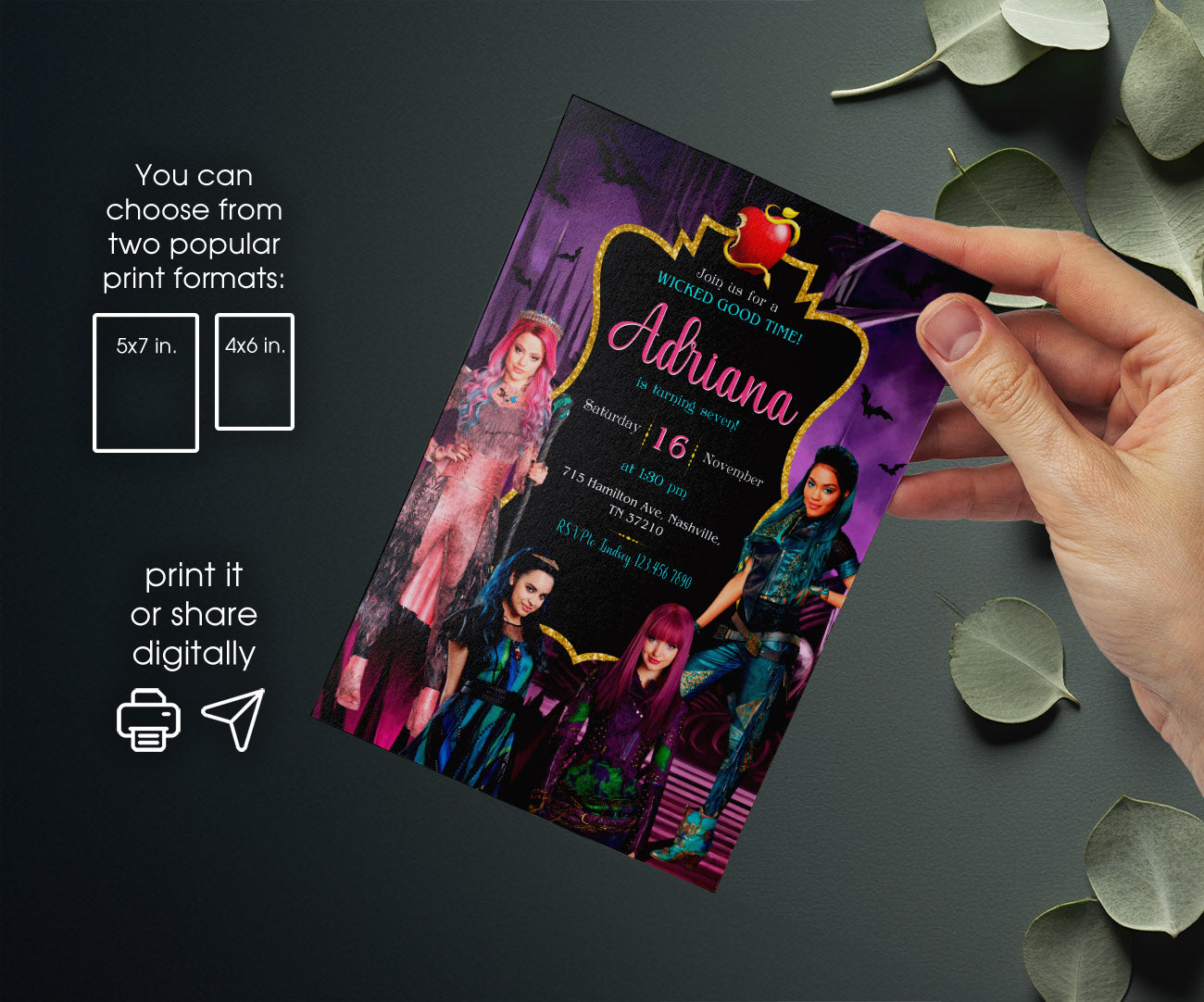 Descendants Disney customizable invitation template | Share or Print | PB908