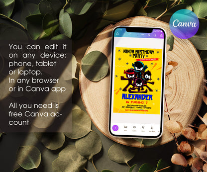 Ninja Kidz TV customizable invitation template | Share or Print | VG250