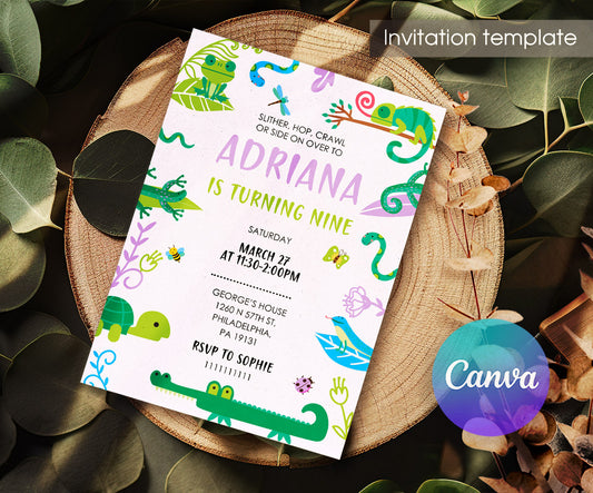 Reptile Lizard Snake customizable invitation template | Share or Print | TP035