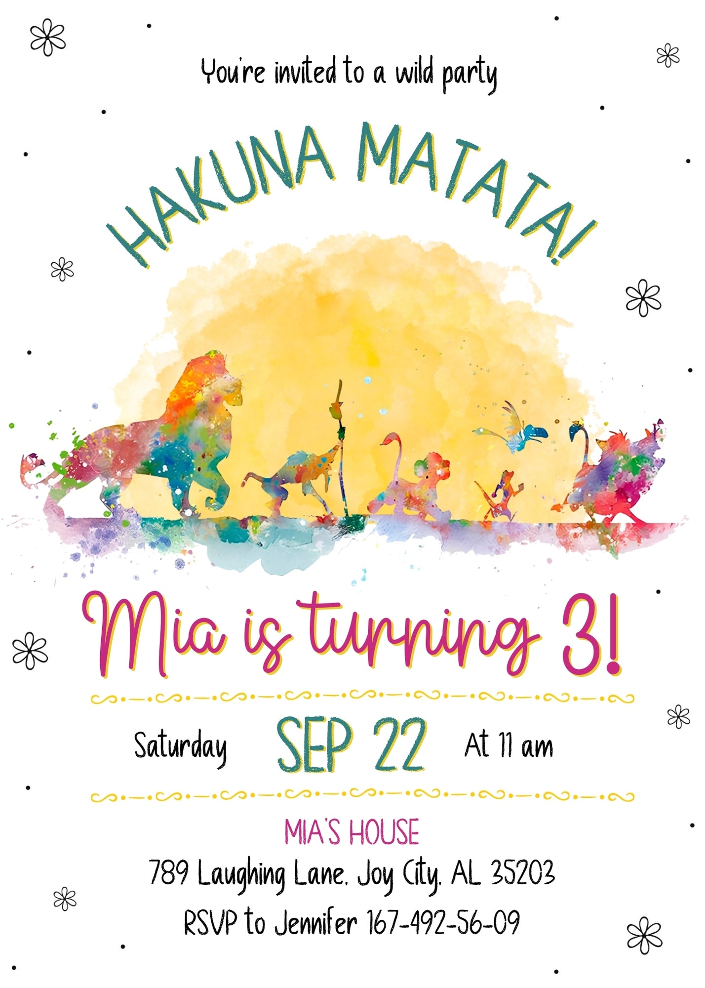 Lion King Simba customizable invitation template | Share or Print | KV001