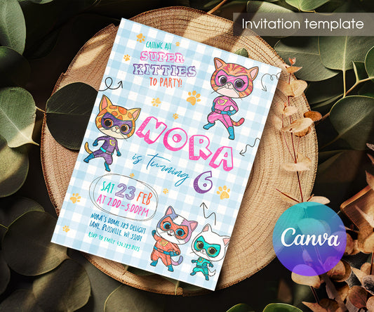 SuperKitties customizable invitation template | Share or Print | KJ649