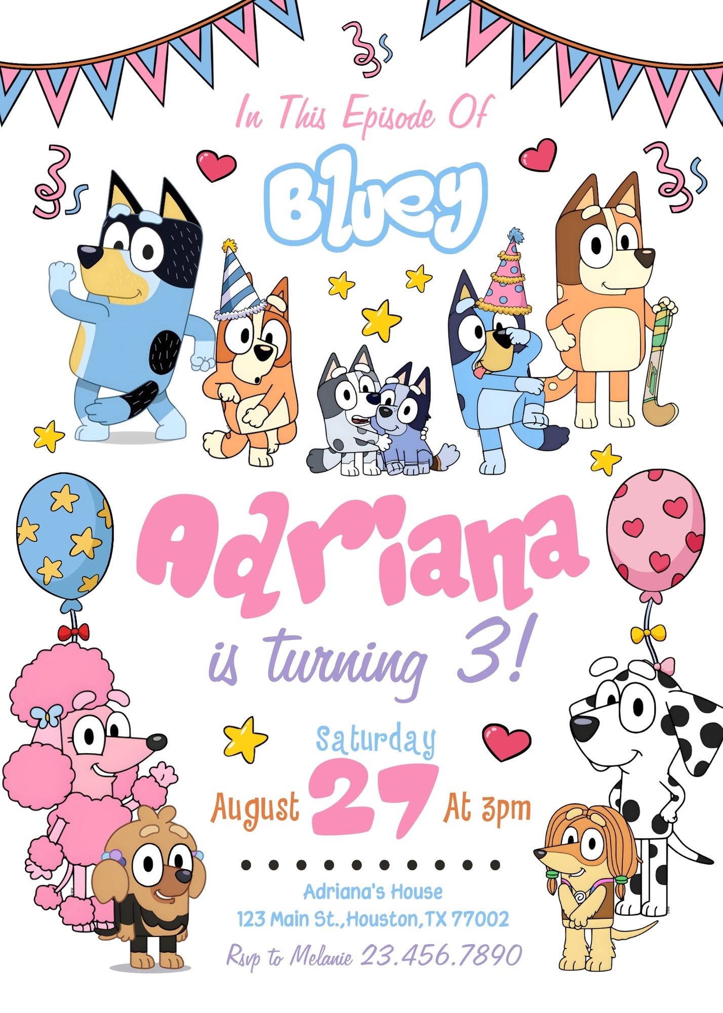 Bluey Bingo customizable invitation template | Share or Print | CI414