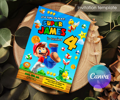 Super Mario Bros customizable invitation template | Share or Print | CV284