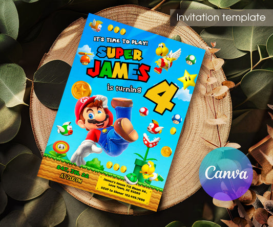 Super Mario Bros customizable invitation template | Share or Print | CV284