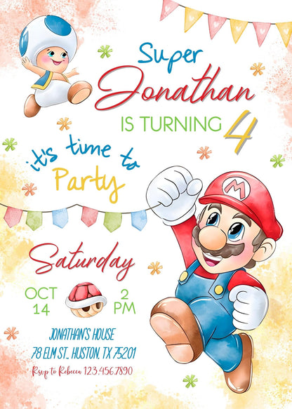 Super Mario Bros customizable invitation template | Share or Print | AB416