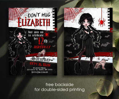 Wednesday Addams customizable invitation template | Share or Print | girl | AP873