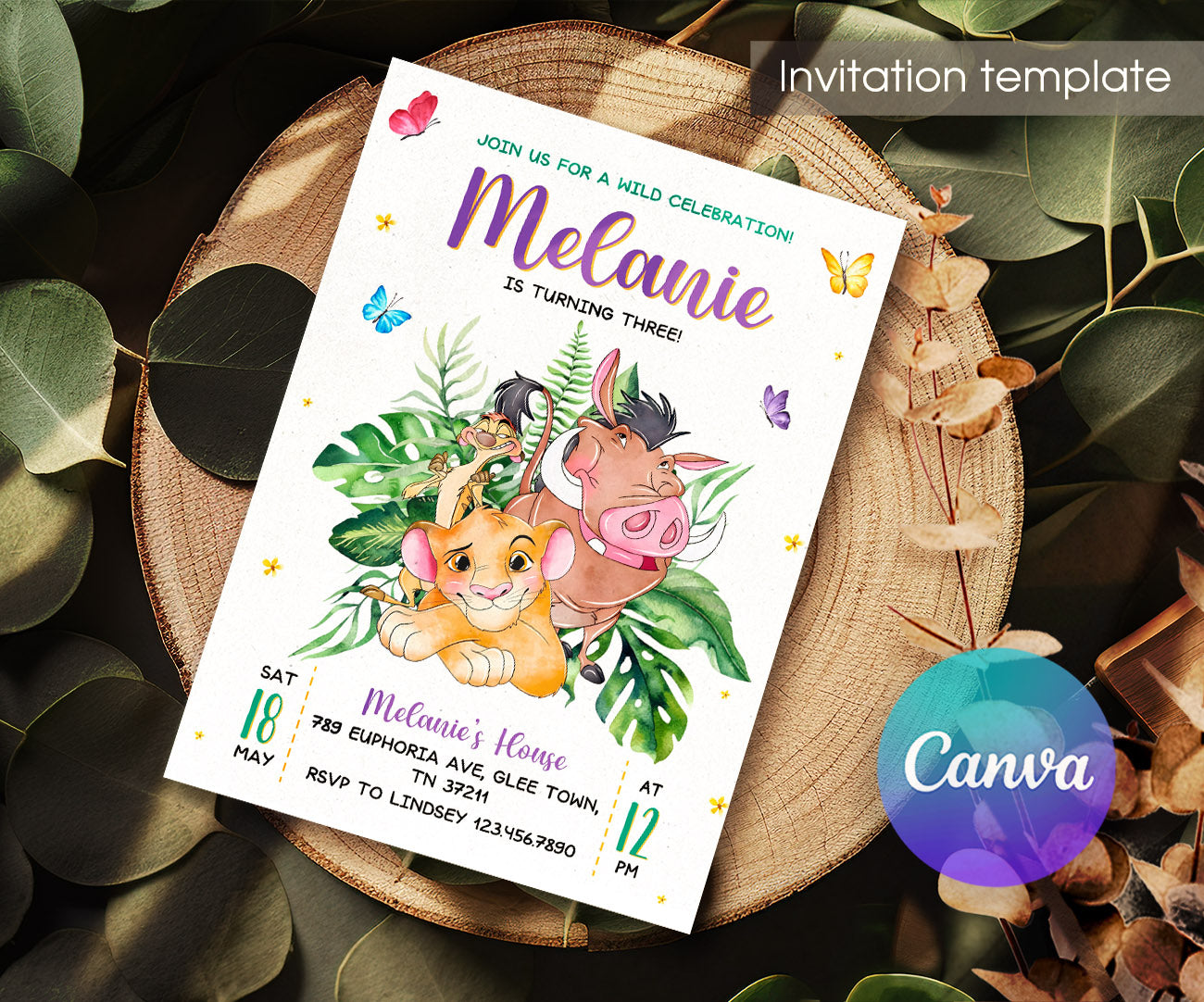 Lion King Simba customizable invitation template | Share or Print | UN375