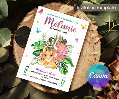 Lion King Simba customizable invitation template | Share or Print | UN375