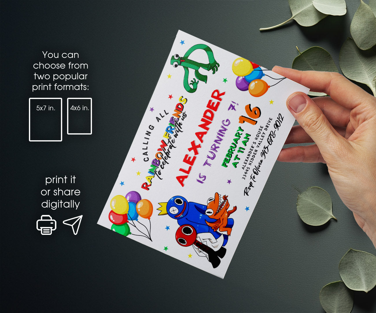 Rainbow Friends customizable invitation template | Share or Print | QO808