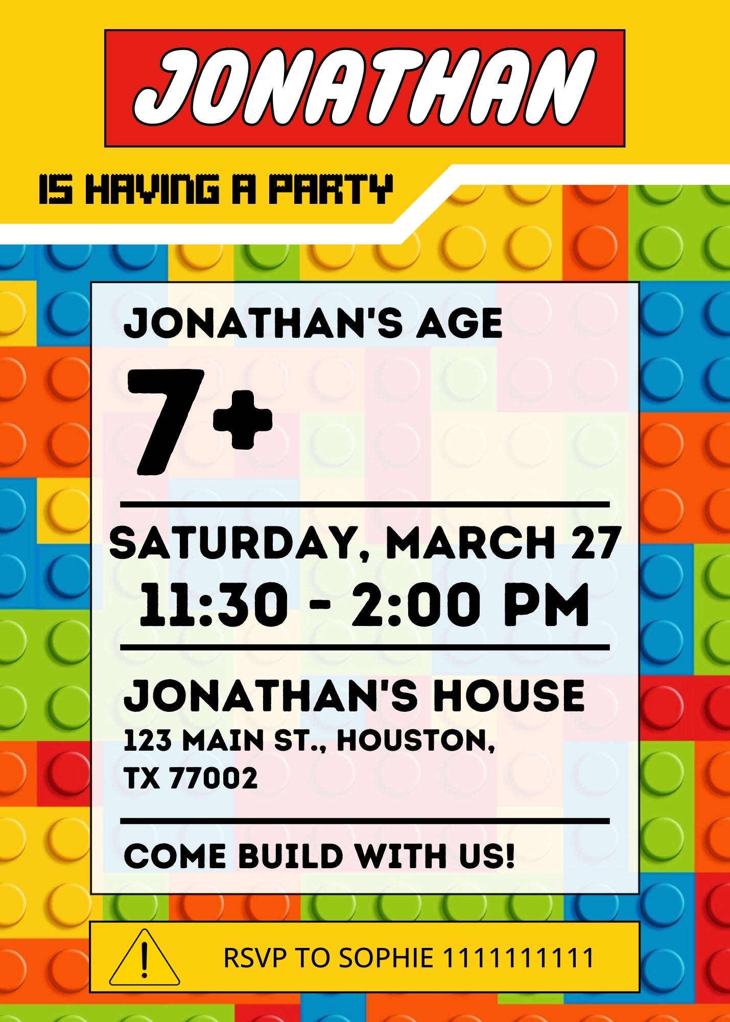 Lego customizable invitation template | Share or Print | TF305