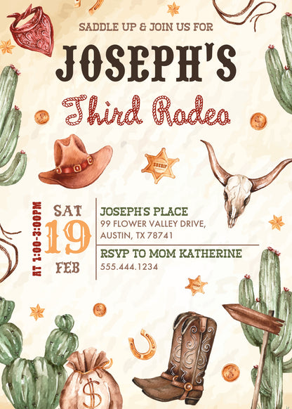 Cowboy Rodeo customizable invitation template | Share or Print | boy | AQ874