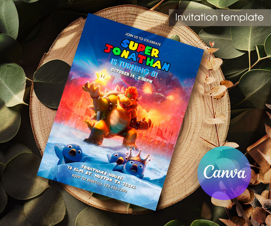 Super Mario Bros customizable invitation template | Share or Print | DE488