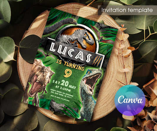 Jurassic Park Dinosaur customizable invitation template | Share or Print | BA488