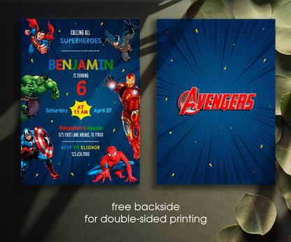 Avengers Marvel Superhero customizable invitation template | Share or Print | boy | BT855