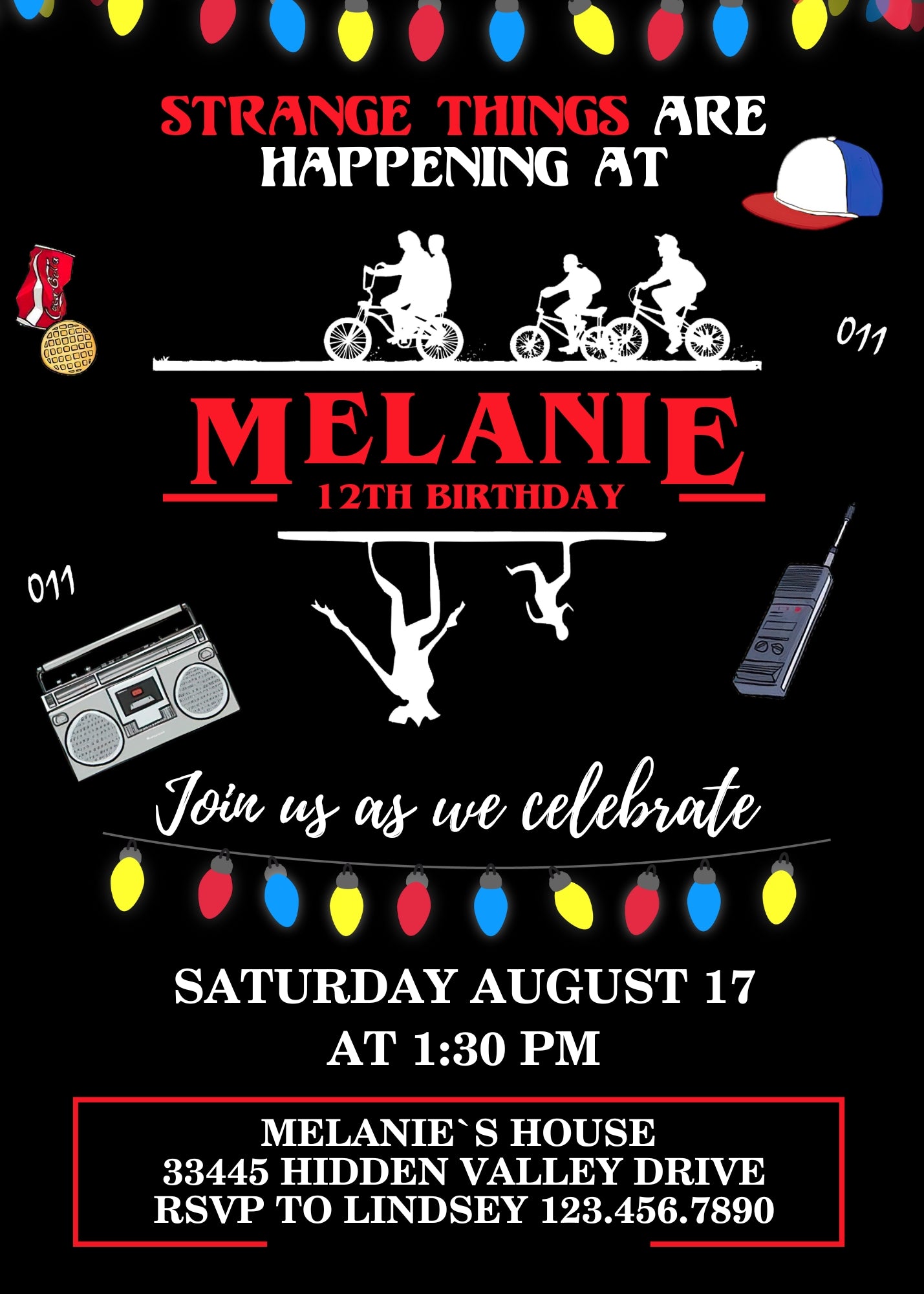 Stranger Things customizable invitation template | Share or Print | KN407