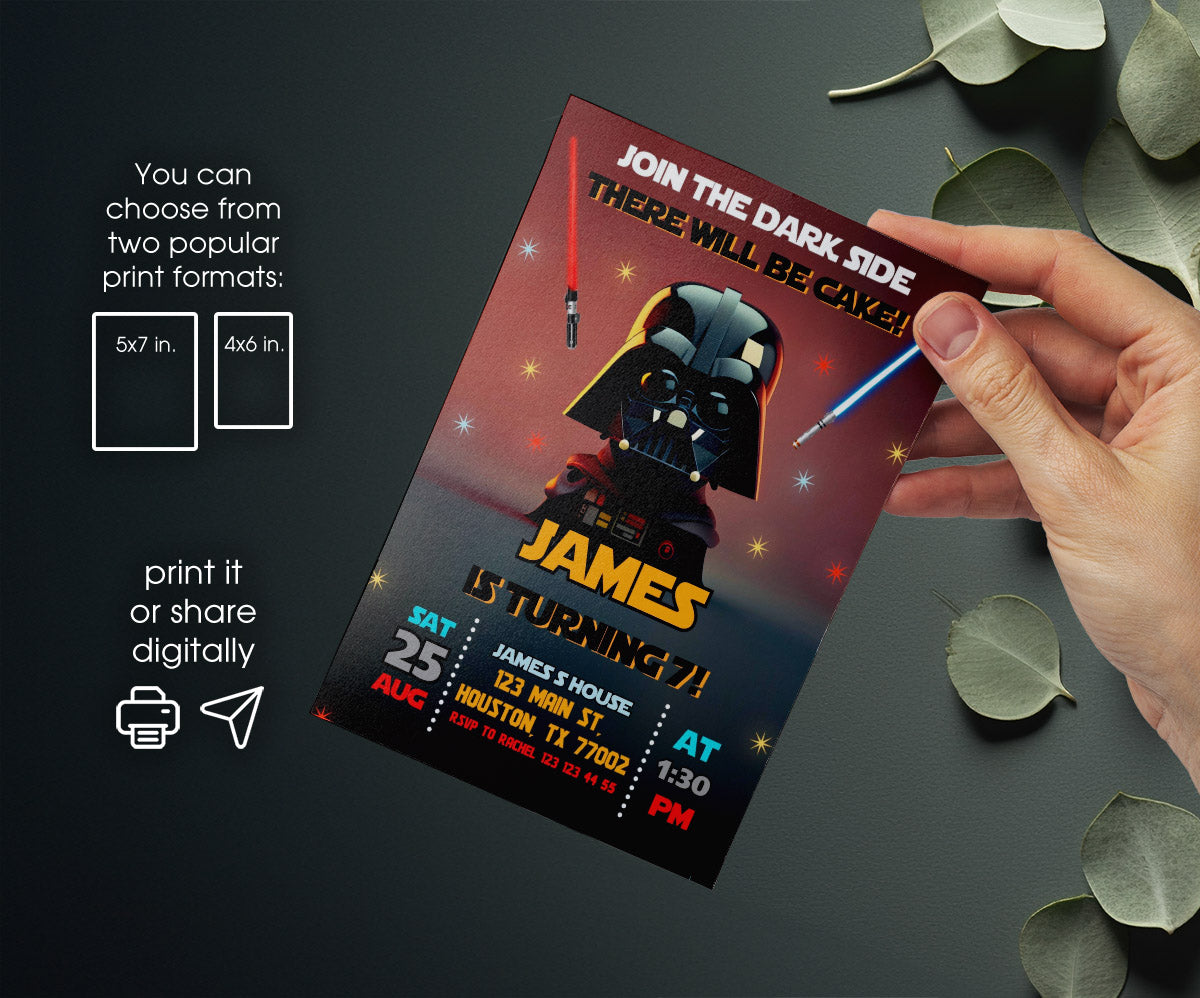 Star Wars Darth Vader customizable invitation template | Share or Print | boy | ID031