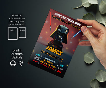 Star Wars Darth Vader customizable invitation template | Share or Print | boy | ID031