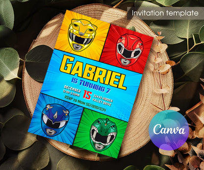 Mighty Morphin Power Rangers customizable invitation template | Share or Print | boy | YW278