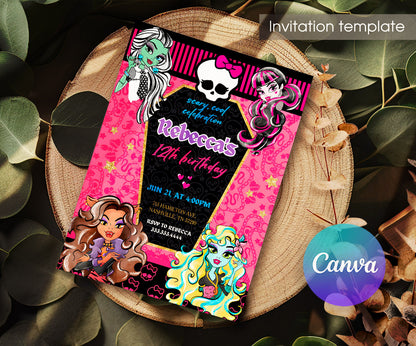 Monster High customizable invitation template | Share or Print | girl | WD624