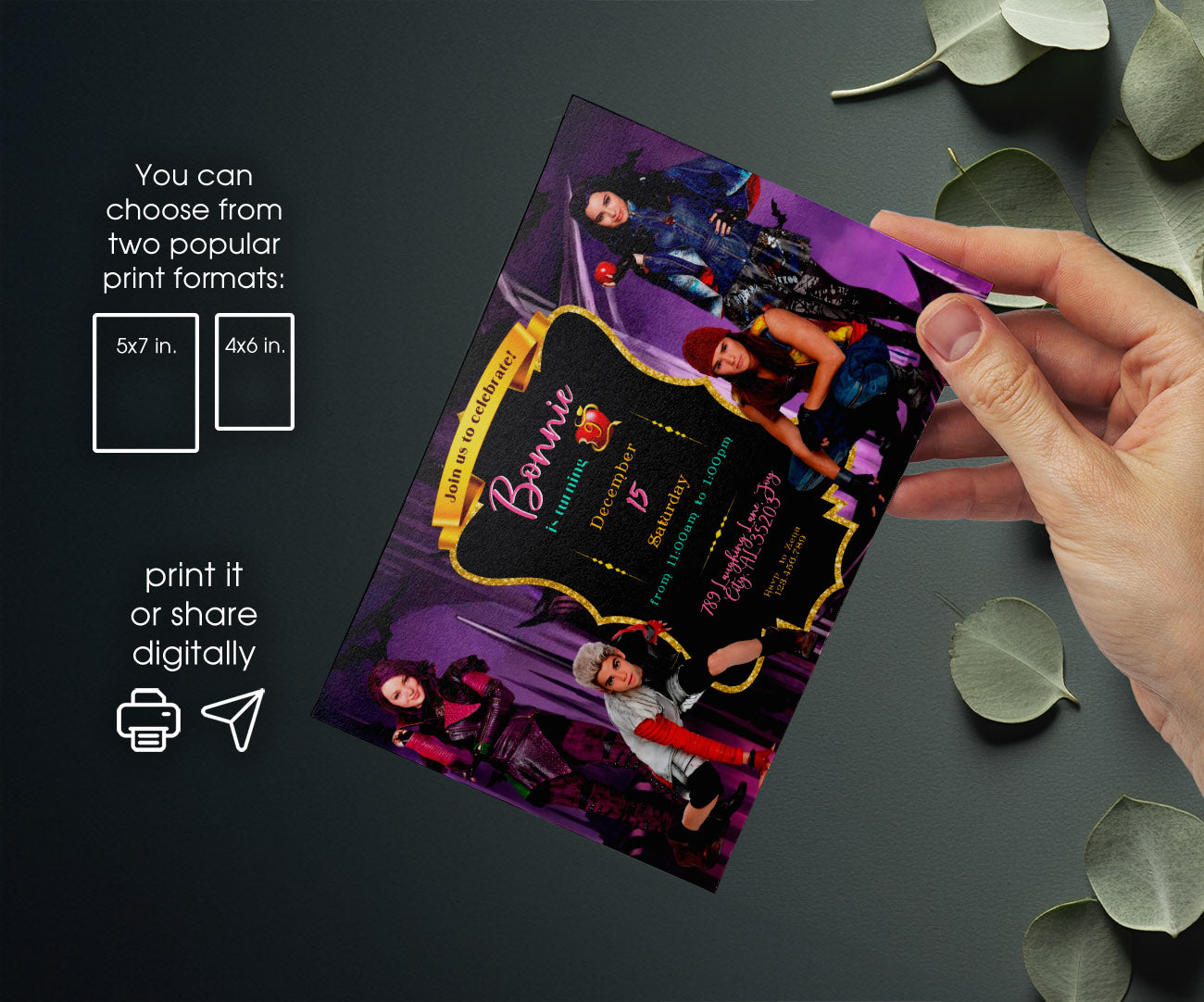 Descendants Disney customizable invitation template | Share or Print | TN850