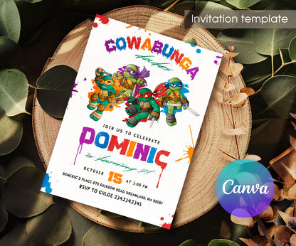 Teenage Mutant Ninja Turtles customizable invitation template | Share or Print | boy | IP192