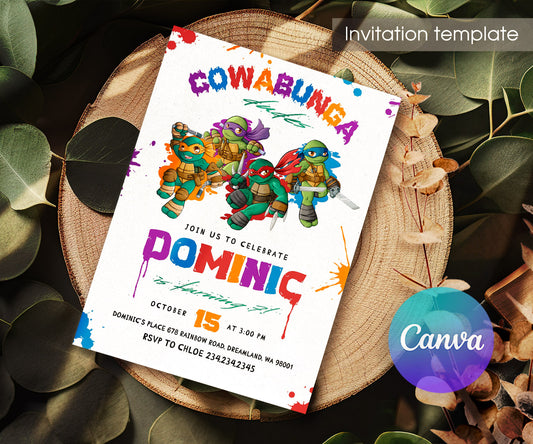 Teenage Mutant Ninja Turtles customizable invitation template | Share or Print | boy | IP192