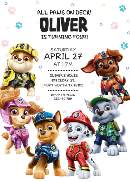 PAW Patrol customizable invitation template | Share or Print | NU668