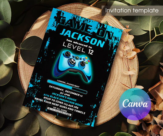 Gamer Party customizable invitation template | Share or Print | boy | ZX877