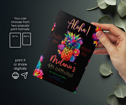 Aloha Luau Party customizable invitation template | Share or Print | girl | NJ712