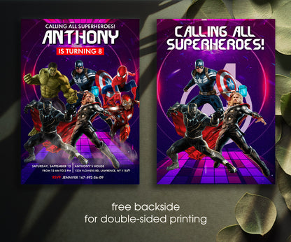 Avengers Marvel Superhero customizable invitation template | Share or Print | boy | QT157