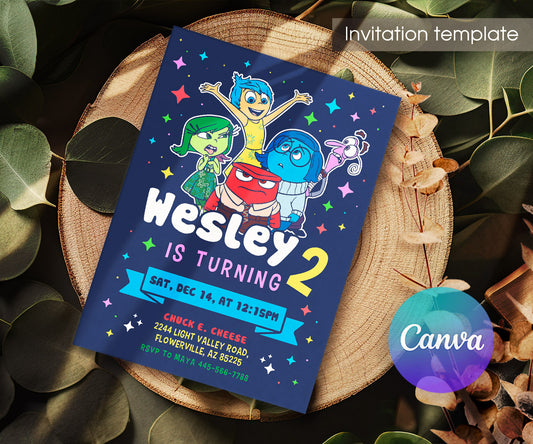 Inside Out 2 customizable invitation template | Share or Print | QN647
